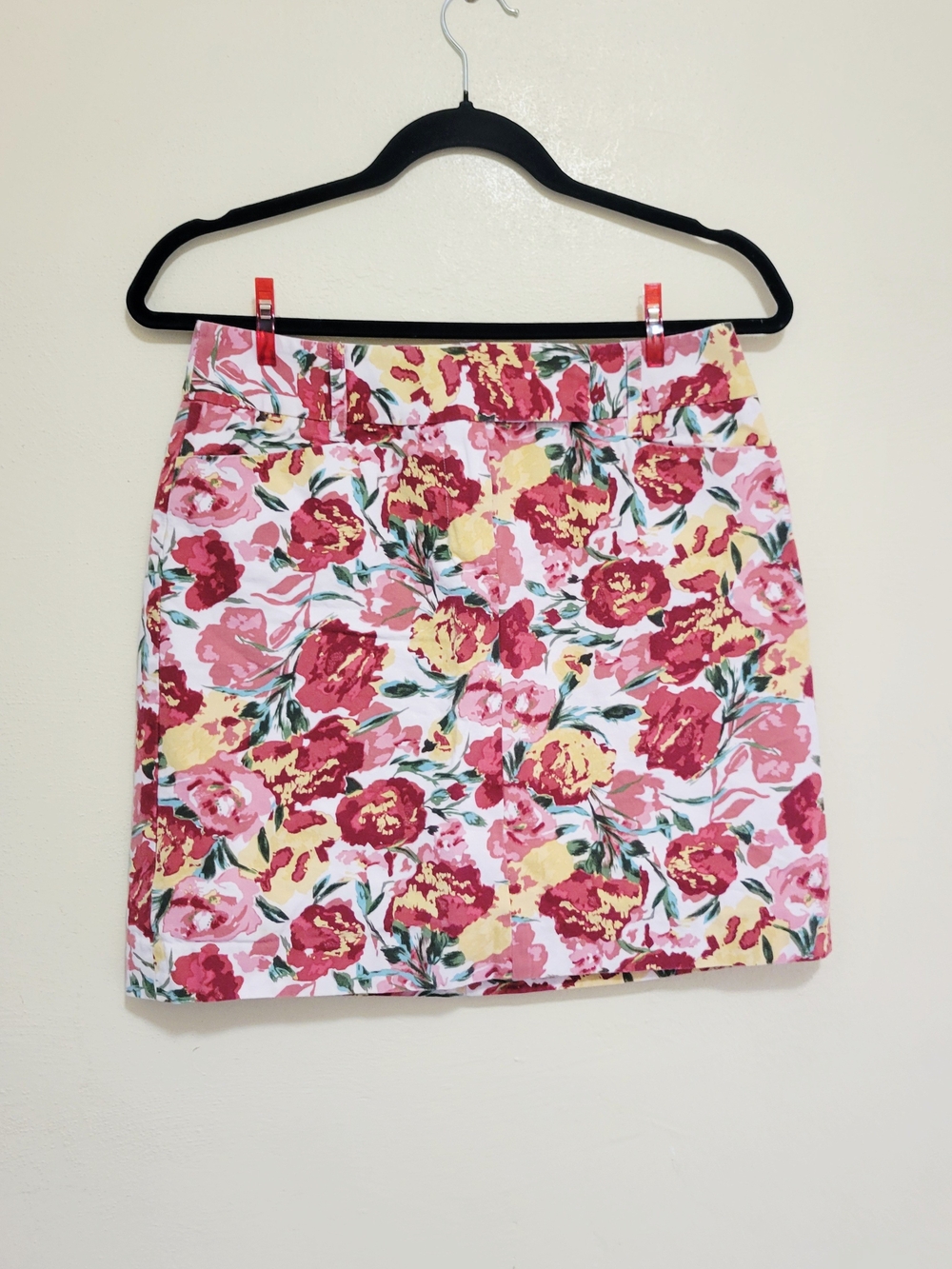 LOFT Ann Taylor Bright Floral Mini Skirt with Yellow Accents